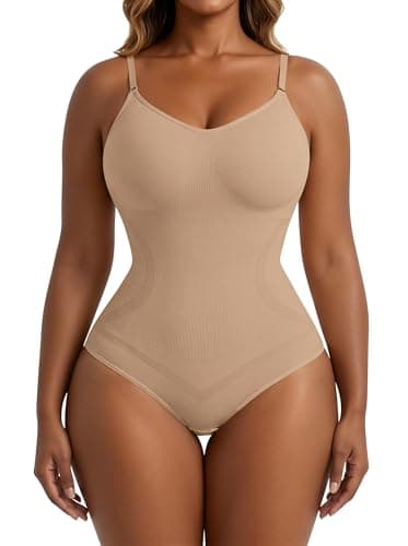 Xcutting Women's Shapewear Bodysuit Tummy Control Seamless Body Shaper Smooths & Lifts Waist Shaping Comfortable Everyday Wear Jumpsuit (Khaki Brief, X-Large) - Image 1