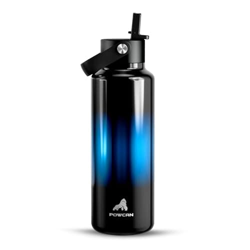 POWCAN 18 oz Water Bottle with Straw: Leakproof Lid, Cold for 24H, Hot for 10H, Flex Cap, Vacuum Stainless Steel Water Bottle for Travel, Sport, Gym, Camping, School, Teens (Twilight Night) - Image 1