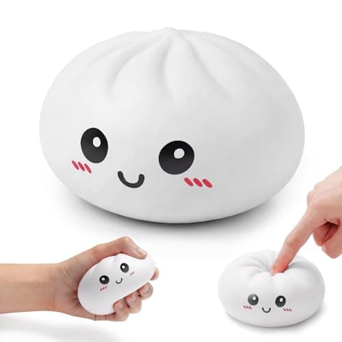 Zrpot Dumpling Squishy, Slow Rising Squishies, Cute Squishy Dumpling Stress Relief Squeeze Sensory Toy with Steamer for Adults Anxiety Relief, Novelty Squeeze Gift for Office Desk (White) - Image 1