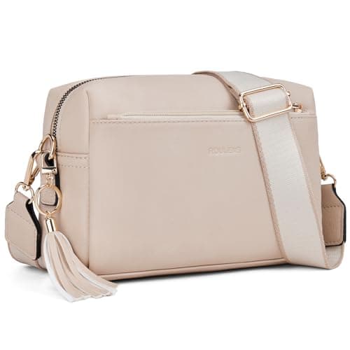Roulens Triple Zip Small Crossbody Bag for women,Wide Strap Cell Phone Purse Shoulder Handbag Wallet with Credit Card Slots - Image 1