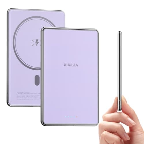 Kuulaa for MagSafe Battery Pack 5000mAh Slim Magsafe Portable Charger 0.28in Magnetic Wireless Apple Portable Charger 20W USB-C Power Delivery Power Bank for iPhone 16/15/14/13/12 Series (Purple)