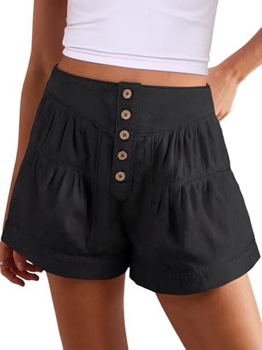 ANRABESS Women's Denim Shorts Summer Baggy High Waisted Flowy Wide Leg Buttons Pleated Casual Jean Shorts 2026 Fashion Skorts Black X-Large - Image 1