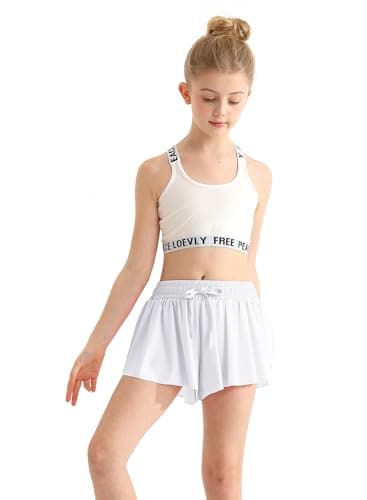 Girls Butterfly Shorts Flowy Shorts with Pocket Kids Snow White Butterfly Skirts with Spandex Liner 12-13 Years - Image 1