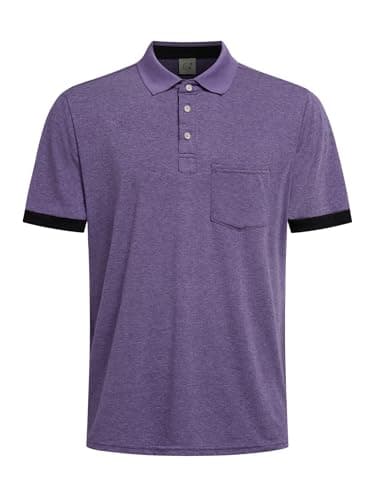Hardaddy Men's Casual Golf Polo Shirt with Pocket Short Sleeve Work Shirts with Collar Stylish Summer Contrast Color Tees Tops Shirts Slim Fit Purple S - Image 1