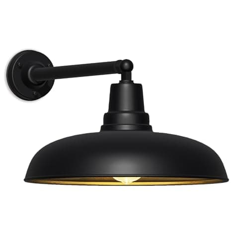 Acoji Large 20" Outdoor Gooseneck Barn Light - Industrial Matte Black Wall Mount, Weatherproof and Rustproof, Vintage Farmhouse Design for Porch, Garden or Patio - Image 1
