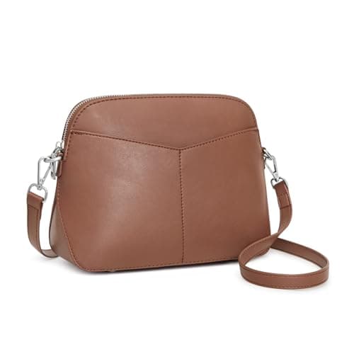 S-ZONE Crossbody Bags for Women Trendy Small Cross Body Purse for Woman Vegan Leather Designer Shoulder Bag Travel Everyday Dark Brown - Image 1