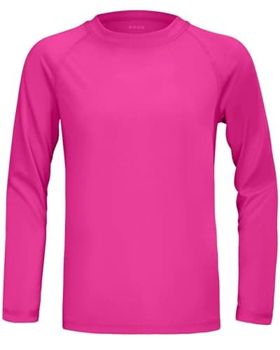 Boys UPF 50+ Rash Guard Swim Shirt, Kids Youth Long Sleeve Sun Protection UV Rashguard Shirts for Water Surfing Beach Rose Pink - Image 1