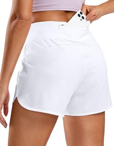 G Gradual Women's Running Shorts with Mesh Liner 3" Workout Athletic Shorts for Women with Phone Pockets(White,Large) - Image 1
