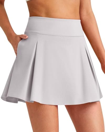 G4Free Athletic Skorts for Women High Waisted Tennis Skirts Inner Shorts Summer Stretchy Active Golf Skirt with Pockets(Grey,L) - Image 1
