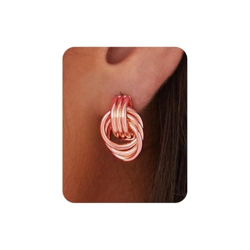 UANNEAU Gold Chunky Earrings for Women Trendy, 14K Gold Plated Dainty Kont Earrings Statement Minimalist Hypoallergenic Stud Earrings - Image 1