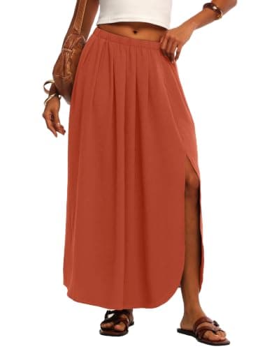 HiMONE High Waisted Maxi Skirt Flowy A Line Silhouette Lightweight Fabric for Beach Holiday Casual Weekend - Image 1