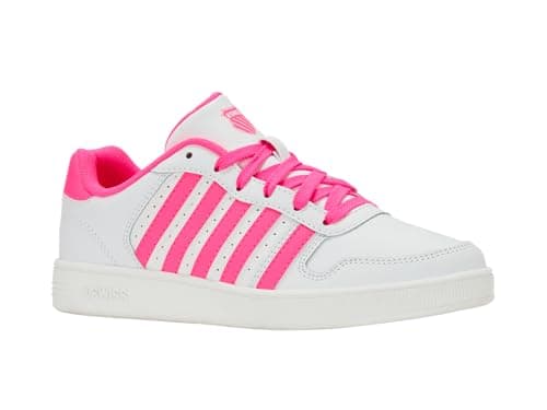K-Swiss Kid's Court Palisades Sneaker, White/Hot Pink, 6 M - Image 1