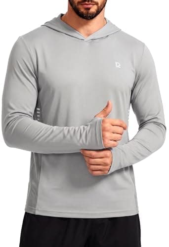 DAXIANG Men's Sun Hoodie UPF 50+ Fishing Shirt Sun Protection Long Sleeve Rash Guard Hiking Outdoor Athletic Quick Dry Shirt S Grey - Image 1