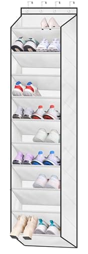 SLEEPING LAMB Over The Door Shoe Organizer for Closet with Large Deep Pockets, Narrow Shoe Rack for Door Hanging Boots Storage, White - Image 1