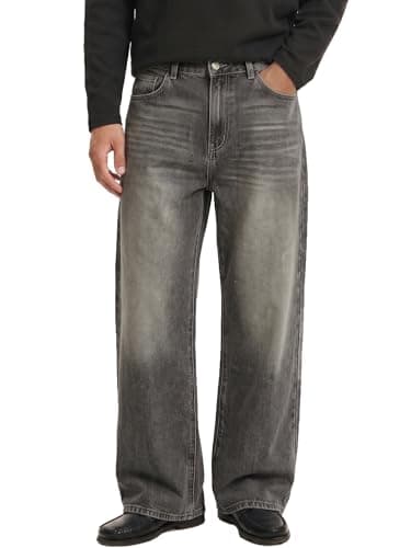 Comdecevis Men's Jeans Wide Leg Loose Fit Denim Baggy Pants Y2k Jeans for Streetwear Casual Gray Denim 30(XS) - Image 1