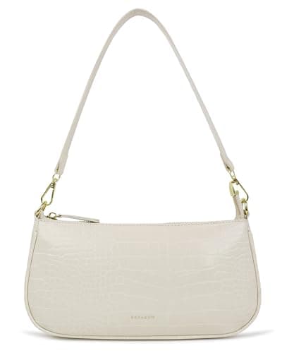 Barabum Retro Classic Clutch Shoulder Tote HandBag with Zipper Closure for Women (White) - Image 1