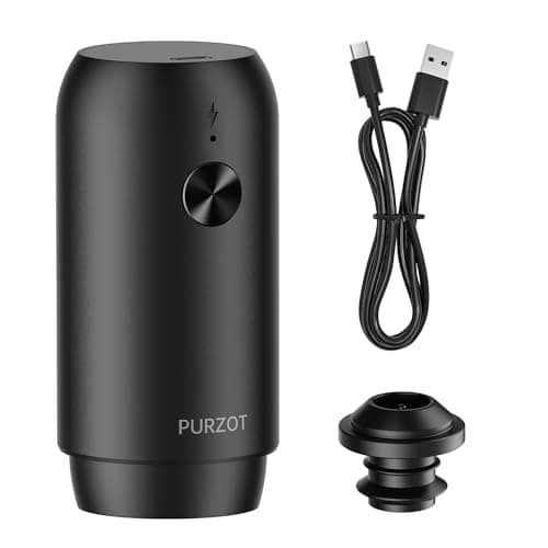 PURZOT Rechargeable Electric Vacuum Wine Sealer Pump, One-Touch Automatic Air Remover, Cordless Type-C Charging Preservation Tool with Reusable Stopper for Home Bar Kitchen Party - Image 1