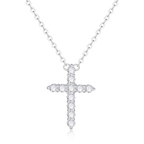Juvux Cross Necklaces for Women Easter Jewelry - S925 Sterling Silver Zirconia Jesus Cross Pendant Necklace Christian Easter Religious Trendy Faith Minimalist Gift Necklace for Mom Daughter - Image 1