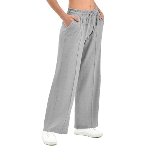 SINOPHANT Women's Wide Leg Sweatpants – High Waisted Baggy Lounge Pants with Pockets Soft Stretchy Fabric Deep Grey S - Image 1