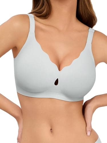 LUCKMEEY Bras for Women No Underwire Wave Push Up Wireless Bra Seamless Bras Full Coverage Bralettes Lift Everyday Bra Sky Blue Medium - Image 1
