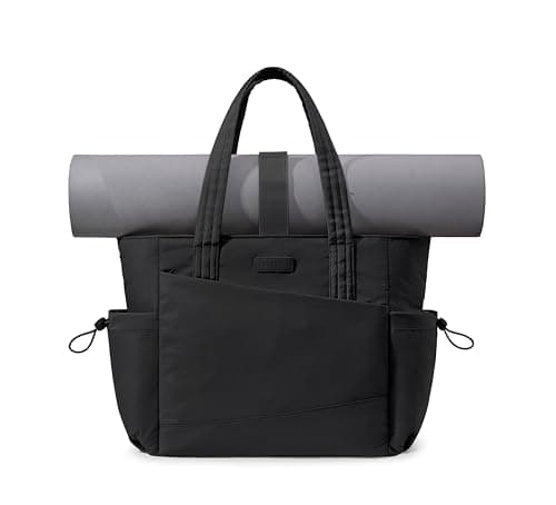 LOVEVOOK Gym Tote Bag for Women, Puffy Yoga Mat Bag with Large Cup Holder & Wet Pocket, Work Nurse Bag for Travel Workout Pilates - Image 1