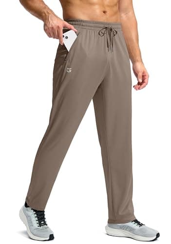 G Gradual Men's Sweatpants with Zipper Pockets Lightweight Mesh Athletic Pants for Men Open Bottom Workout Gym Running - Image 1