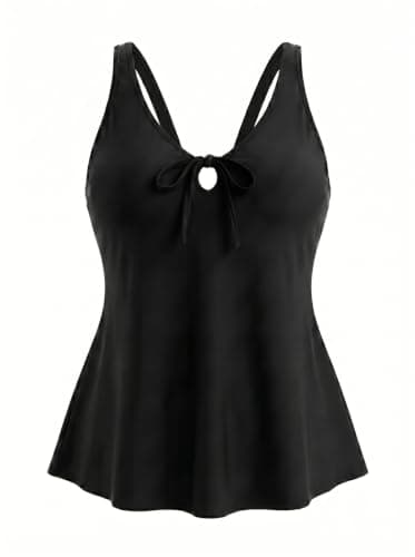 SOTHEA Plus Size Bathing Suits for Women Top Only Black Swim Top Cutout Flowy Loose Fit Bathing Suit Top 2026 No Bottom - Image 1