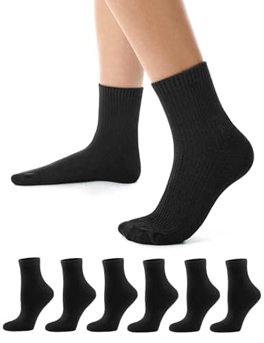 CS CELERSPORT Mini Crew Ankle Socks, Cotton Cushioned Running Athletic Causal Socks, Soft Comfortable for Women and Men 5 Pack, Black, Small - Image 1