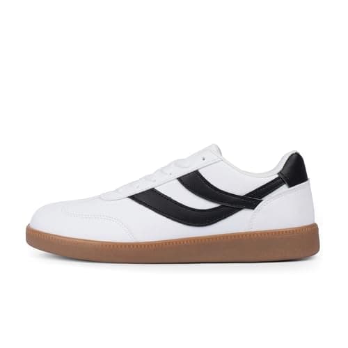 Tigeridea Trendy Sneakers for Women White Lace up Rounded Toe Slip on Fashion Sneakers Comfortable Casual Flat Women Shoes Size 7 - Image 1