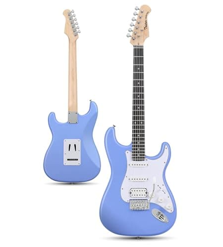 Tostar Beginner Electric Guitar, Solid Body, 39" Full Size Strat Style with HSS Pickups, 5-Way Switch, Tremolo Bridge, Maple Neck & Tectona Fretboard, Ideal for Beginners and Gifting, Blue - Image 1