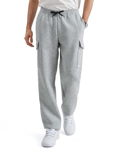 K-Swiss Mens Cargo Pants - Relaxed Fit Open Bottom Tapered Pants Sweatpants with Drawstring for Casual Lounge Outdoor, Grey 2XL - Image 1