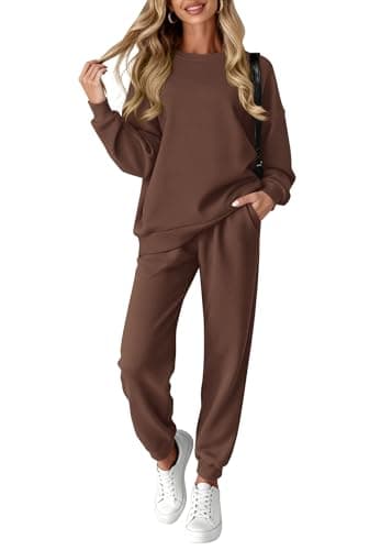 KIRUNDO Sweatsuits Women 2 Piece Outfit Matching Workout Lounge Sets Spring Fall Clothing Tracksuit Airport Travel Outfits(Brown,XX-Large) - Image 1