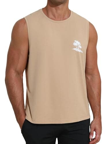 Mens Tank Tops Sleeveless Cut Off Gym Shirt Summer Beach Quick Dry Workout Tank - Image 1