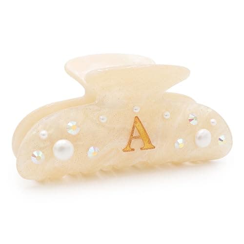 Yunethere Gifts for Women - Cute Claw Clip, Birthday Gift, Claw Clips, Fashion Accessories, Glitter Hair Clips, Pearl Hair Claw Clips, Personalized Gifts for Women, Rhinestone Hair Clips- Letter A - Image 1