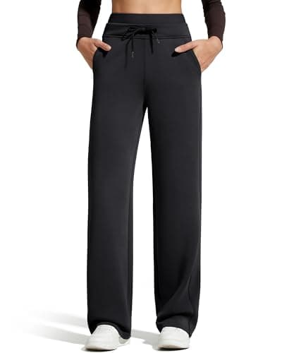 G4Free Wide Leg Sweatpants for Women High Waisted Loose Drawstring Track Pants with Pockets Soft Travel Casual Lounge Trousers(Black,XL,Tall) - Image 1