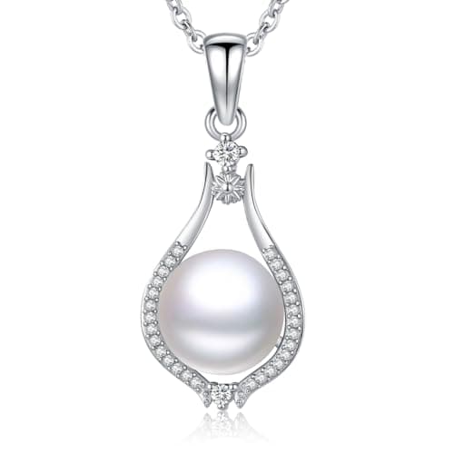 Sebina Pearl Pendant Necklace for Women,925 Sterling Silver Pendant Jewelry,Anniversary Christmas Birthday Valentines Gifts for Wife, Mom, Dauhter, Girlfriend,Her