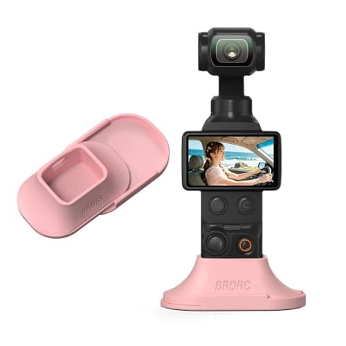 BRDRC Pocket 3 Stand Base Mount for DJI Osmo Pocket 4 / Xtra Muse Acessories, Silicone Detachable Dashboard Car Mount Non-Slip Stable Desktop Table Stand with Adhesive Base Accessory (Pink) - Image 1