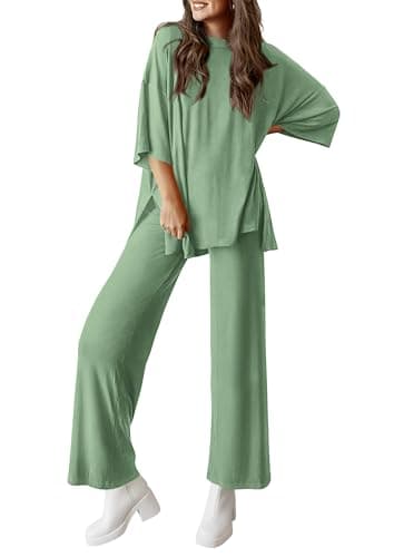 PRETTYGARDEN Two Piece Sets for Women Summer Fashion Lounge Matching Set 2026 Spring Travel Vacation Airport Outfits Clothing (Bean Green,Small) - Image 1