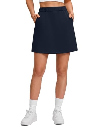 G4Free Women's Modal Soft Skirts with 2 Pockets Elastic Waisted Office Casual Summer Comfy A Line Sweat Skirt(Dark Navy,M) - Image 1