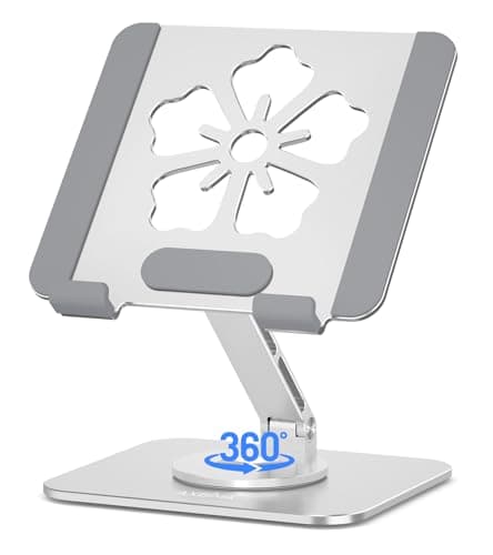 Axbima Rotating Tablet Stand for Desk, Aluminum Office Desk Accessories for Women Moms iPad Gifts Home Office Portable Monitor Stand for iPad, Compatible with iPad Pro, Air, Kindle, 4–12.9",Silver - Image 1