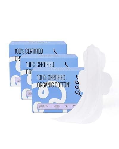 100% Organic Overnight Pads for Women, Ultra Thin Extra Heavy Flow Menstrual Sanitary Napkins with Wings Cotton Extra Coverage Period-Pads Super Absorbency Feminine Pad (Overnight, Size 5, 36 Ct) - Image 1
