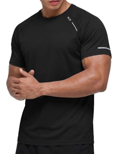 Comdecevis Workout T-Shirts for Men Quick Dry Lightweight UPF 50+ Sun Comfort Colors T-Shirts Gym Tops 3XL(42) Black - Image 1
