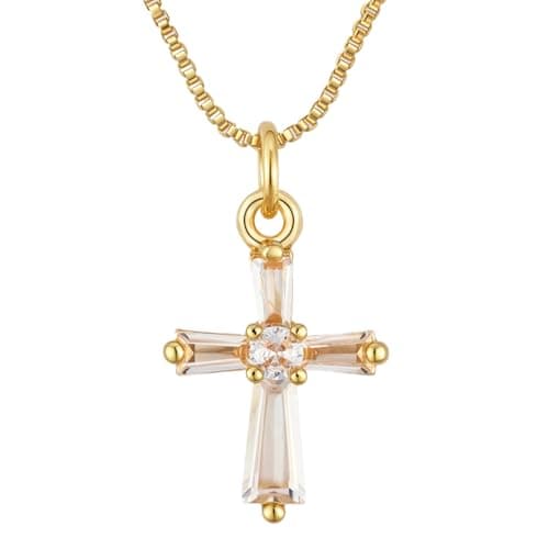NFINITYRE Gold Cross Necklace for Women -18K Gold Plated Hypoallergenic & Cubic Zirconia Pendant, Elegant Clavicle Chain for Daily Wear & Gifting - Image 1