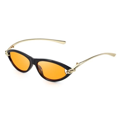 DreamCalf Trendy Cat Eye Women's Sunglasses with Gold Accents, Vintage Cateye Sun Glasses for Daily & Vacation Wear - Image 1