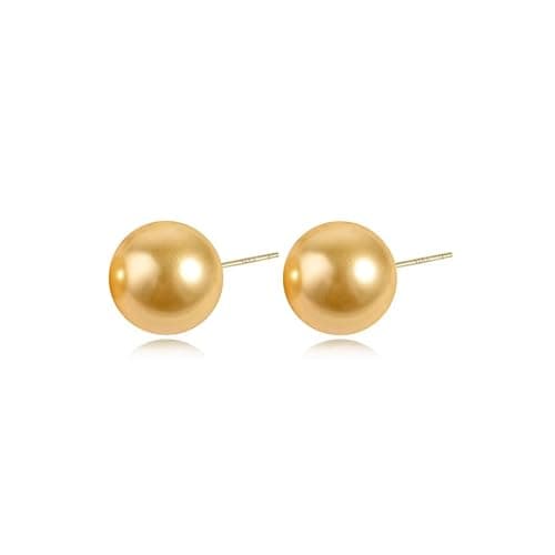 PearlLives Pearl Earrings 18K Gold Plated 925 Sterling Silver Stud Earrings Button Simulated Shell Pearl Earring Studs Hypoallergenic For Women 10MM - Image 1