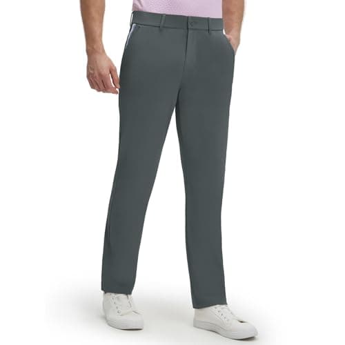 M MAELREG Golf Pants Men Lightweight Quick Dry Slacks 30"/32"/34" Stretch Dress Pants Pocket Casual Travel Business Dark Gray - Image 1