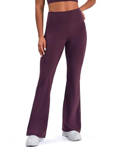 K-Swiss Flare Leggings for Women 32" - High Waist Wide Leg Bell Bottom Bootcut Yoga Pants for Casual Lounge, Purple/MISC XL - Image 1