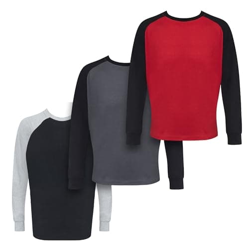 BROOKLYN'S BEST 3 Pack Mens Thermal Shirts - Long Raglan Sleeve Two Color Crew Neck Thermals for Men, Soft Base Layer Cold Weather Undershirts - Assorted Colors (XX-Large) - Image 1