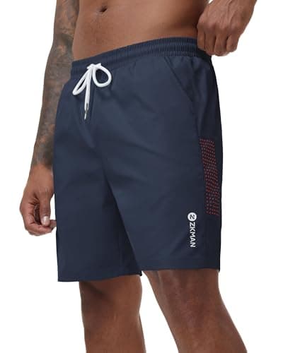 ZKMAN Men's 7" Buttery‑Soft Smooth Athletic Shorts, Lightweight Breathable Quick Dry Natural‑Fit Gym Workout Lounge Wear(Dark Blue S) - Image 1