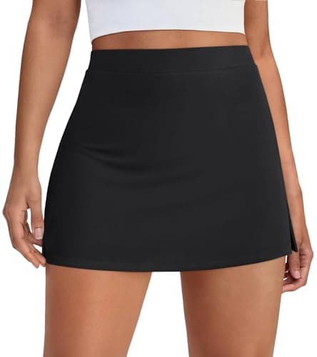 AUTOMET Women's Mini Tennis Skirt with Shorts Underneath 2026 Athletic Workout Cute Golf Skorts Trendy Summer Gym Clothes Black M - Image 1